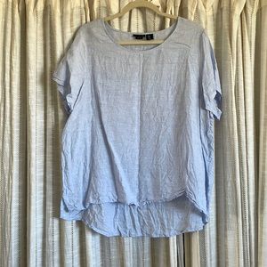 Tahari 1X Plus Linen High-Low Top